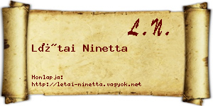 Létai Ninetta névjegykártya